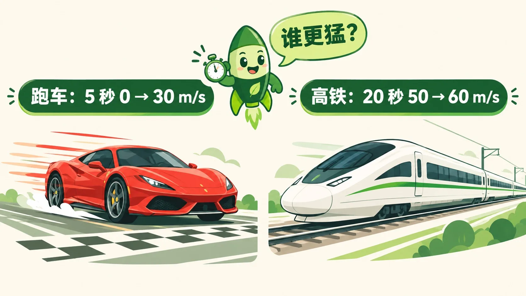 跑车与高铁起步对比：谁加速度大