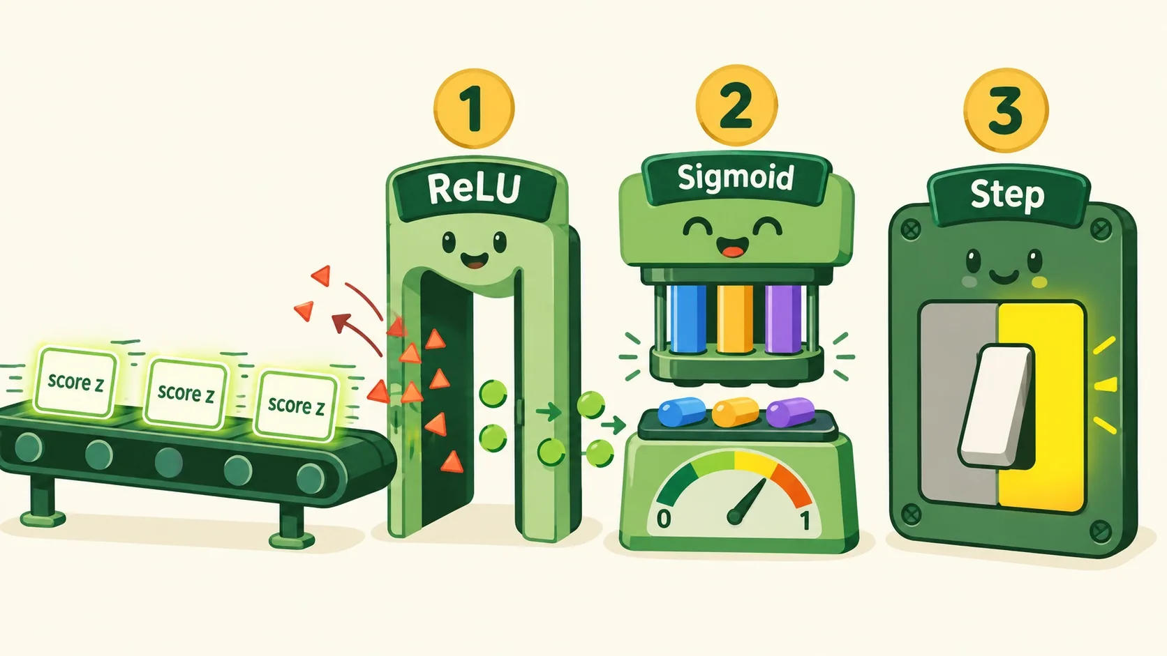 门卫三兄弟：ReLU、Sigmoid、Step