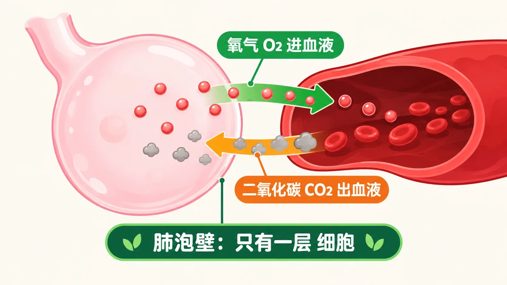 气体交换箭头：O2进CO2出