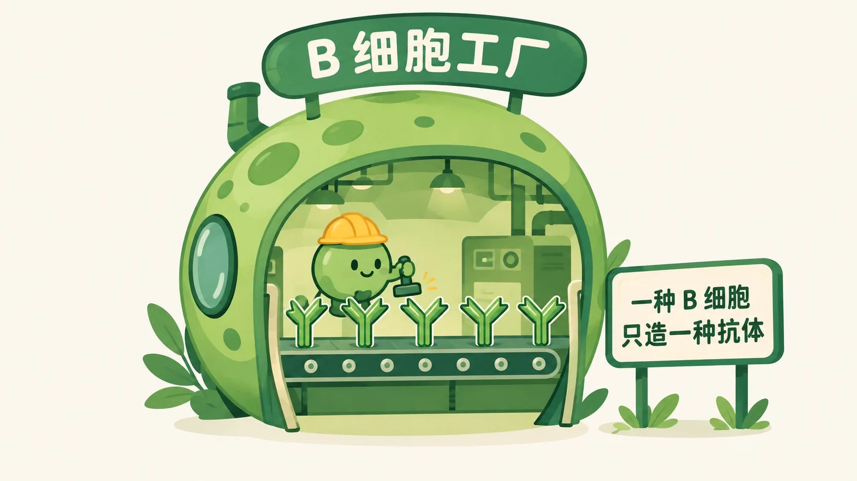 B 细胞工厂流水线生产一种抗体