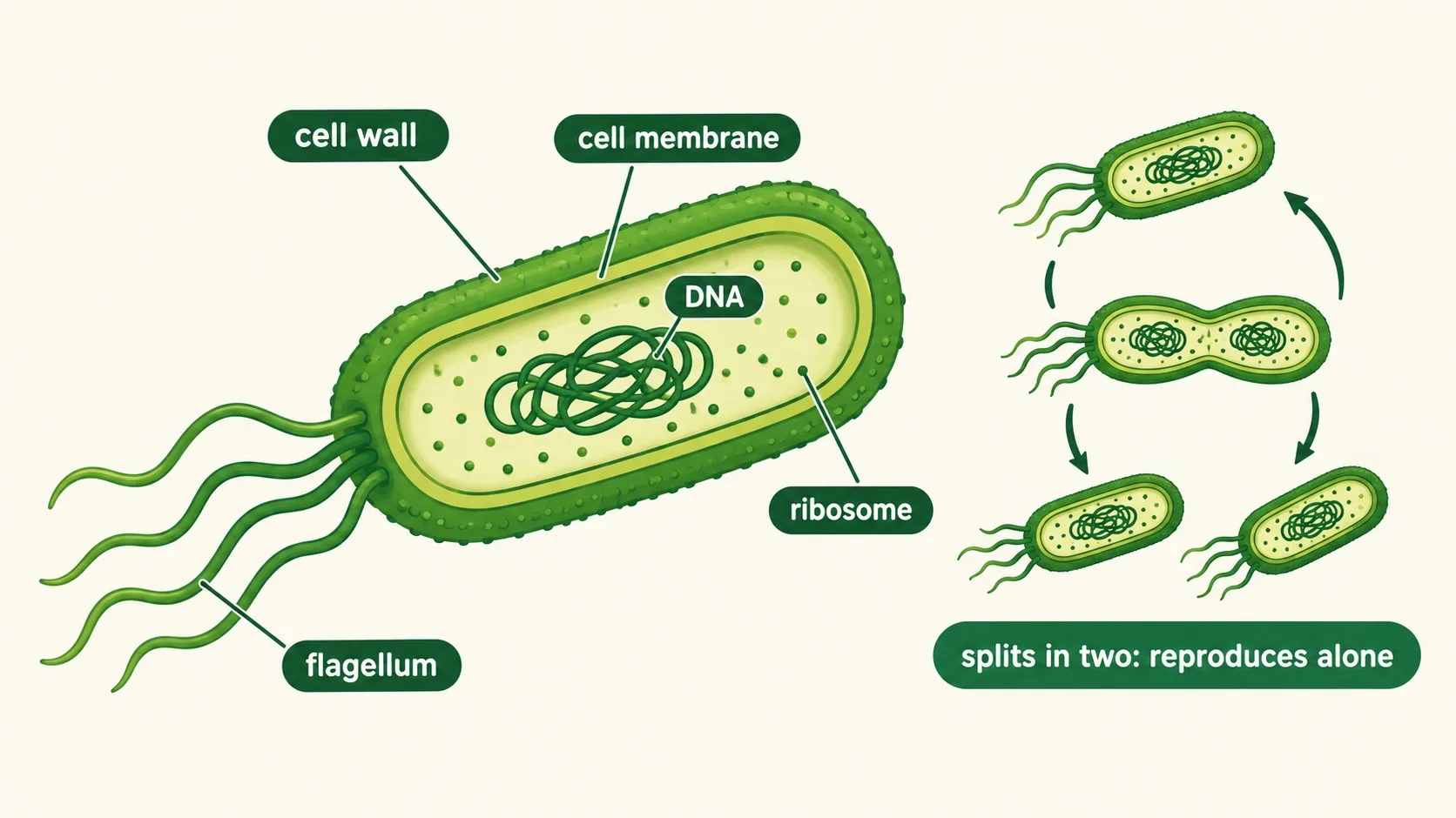 细菌细胞结构：细胞壁、DNA、鞭毛