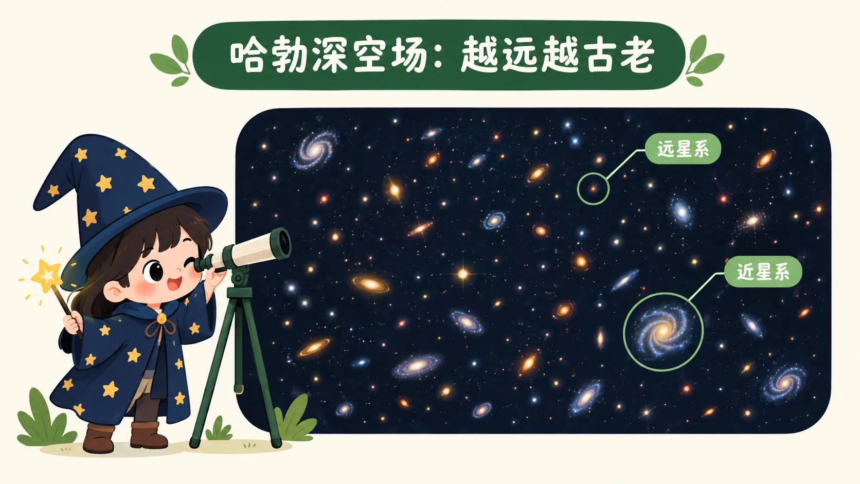 哈勃深空场：越远越古老