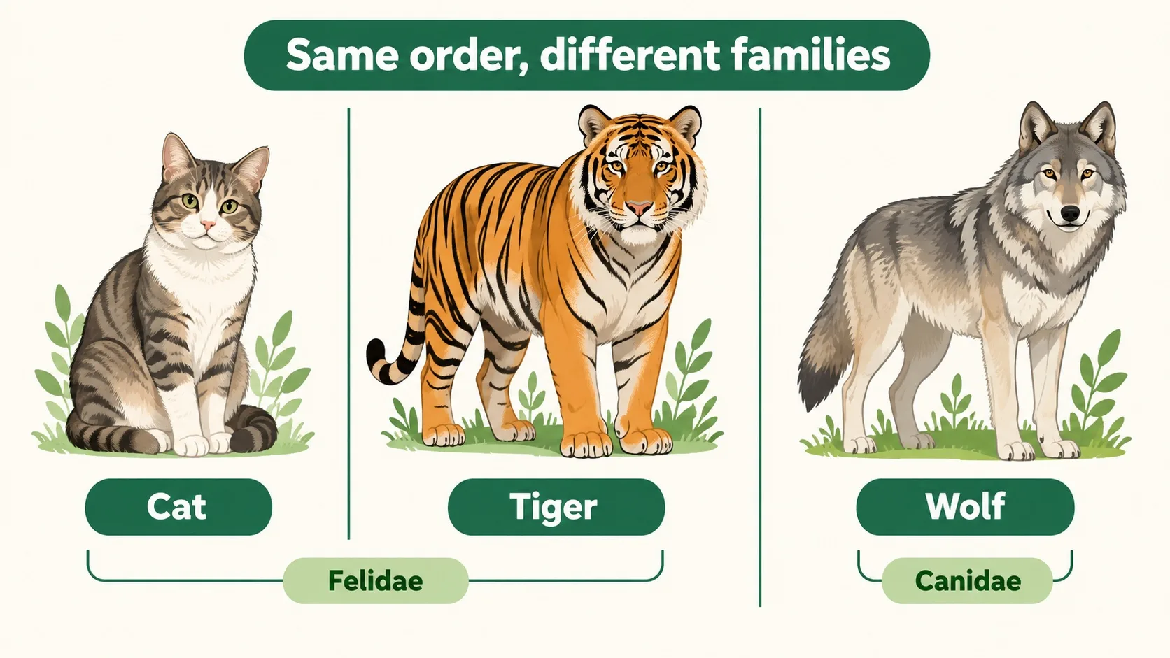 猫、虎、狼对比：同是食肉目，猫科与犬科不同