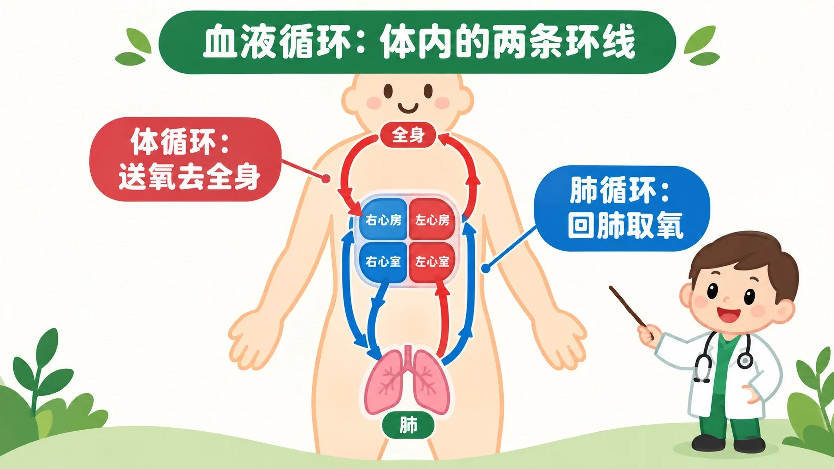 体循环与肺循环双圈示意图