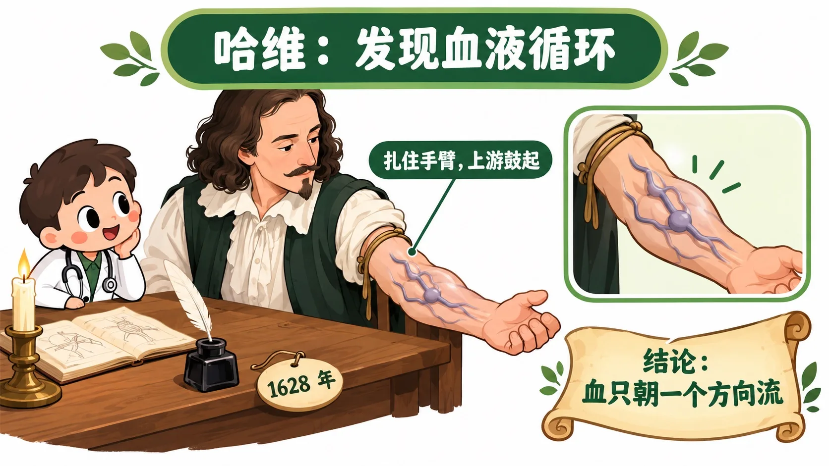 哈维用绷带发现血液循环