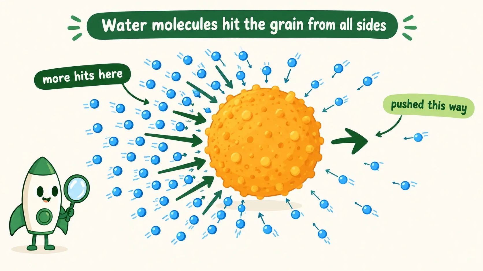 水分子从四面八方撞击花粉微粒