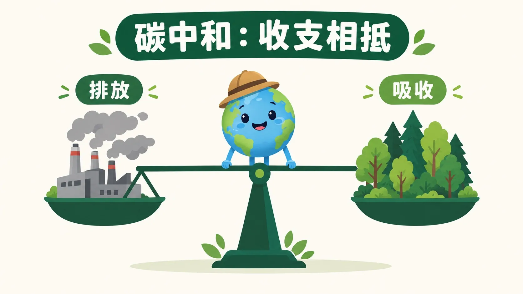 碳中和天平：排放与吸收