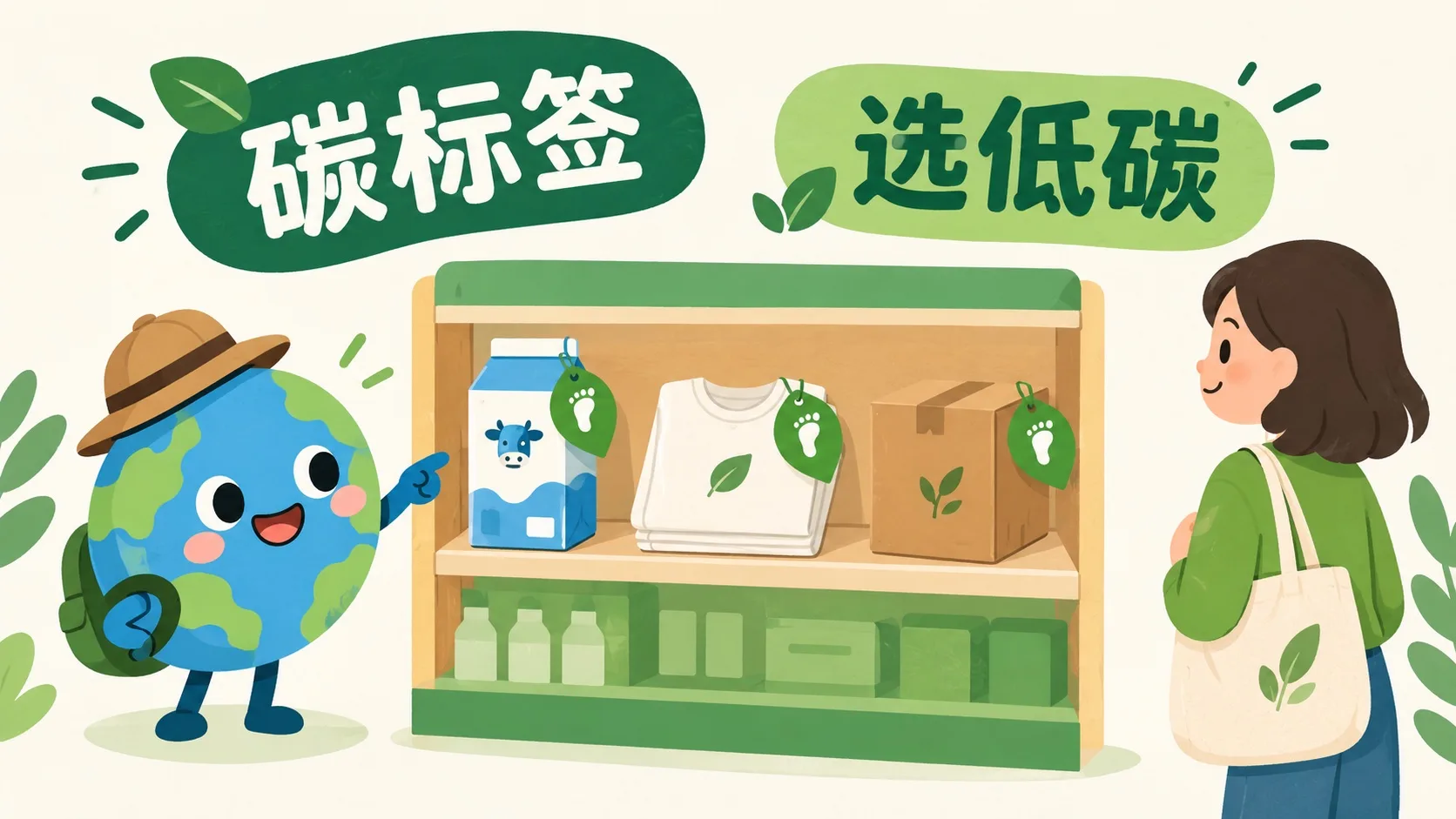 碳标签商品：牛奶、衣服、快递箱