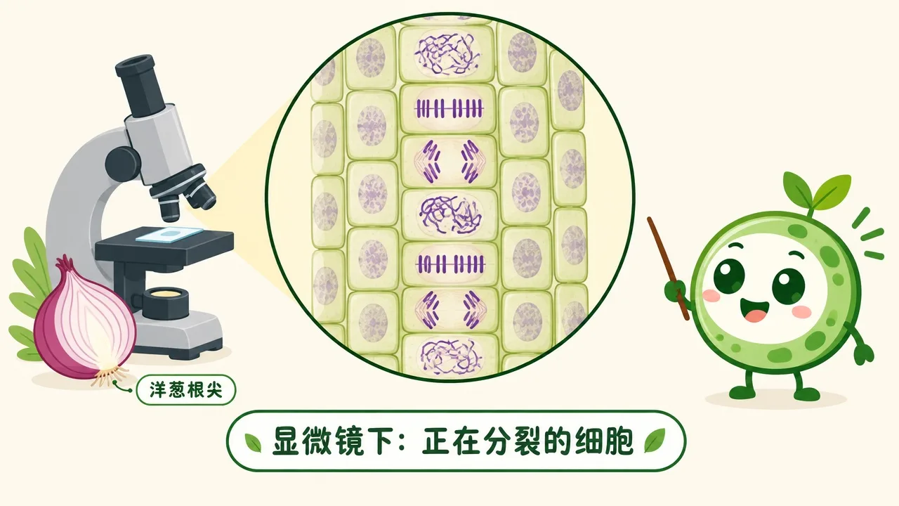 洋葱根尖显微镜下正在分裂的细胞