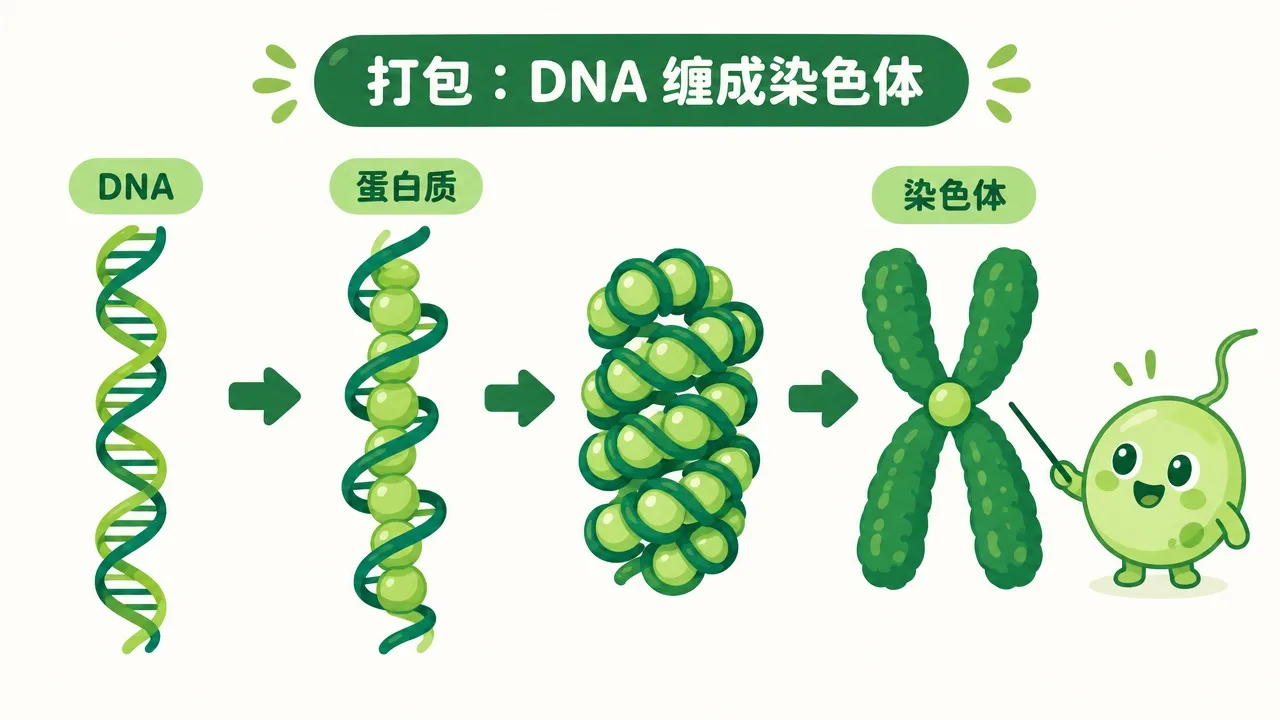 DNA 缠成染色体的打包过程