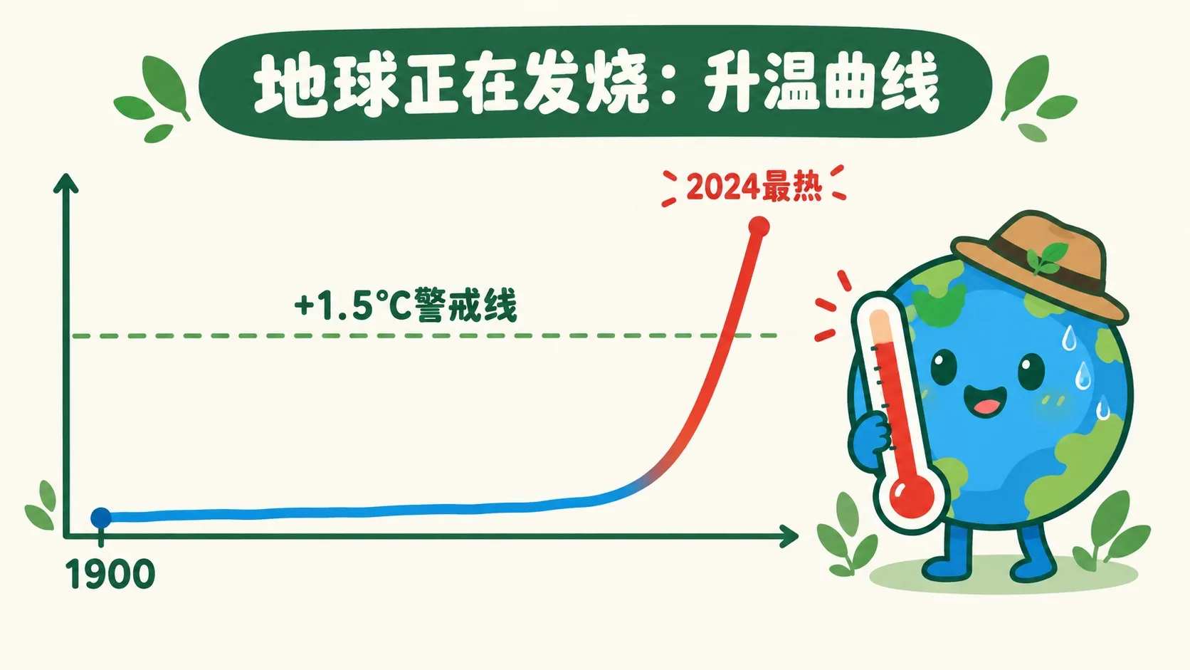 全球升温曲线：2024最热逼近1.5度警戒线