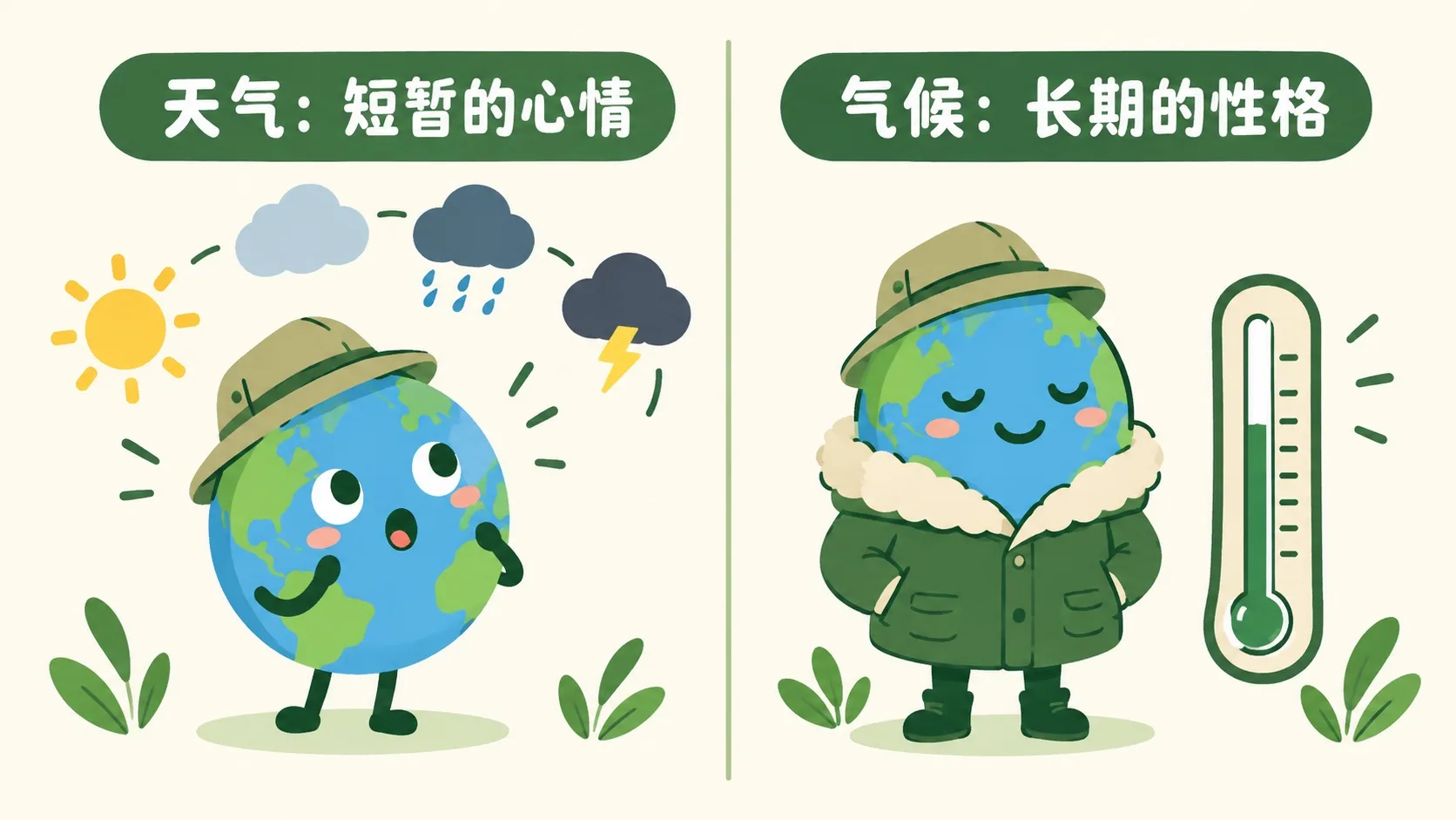 天气短暂心情与气候长期性格的比喻