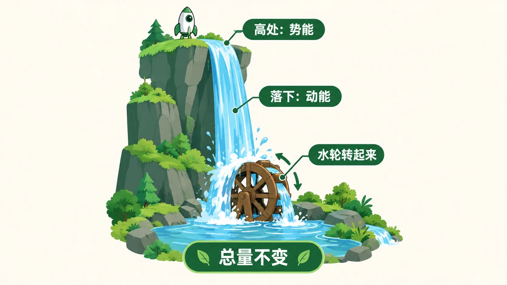 瀑布落差：势能变动能