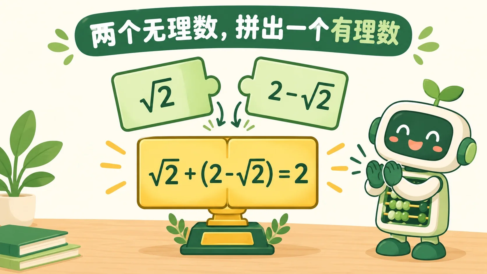 组合卡：√2 + (2−√2) = 2 拼成金卡
