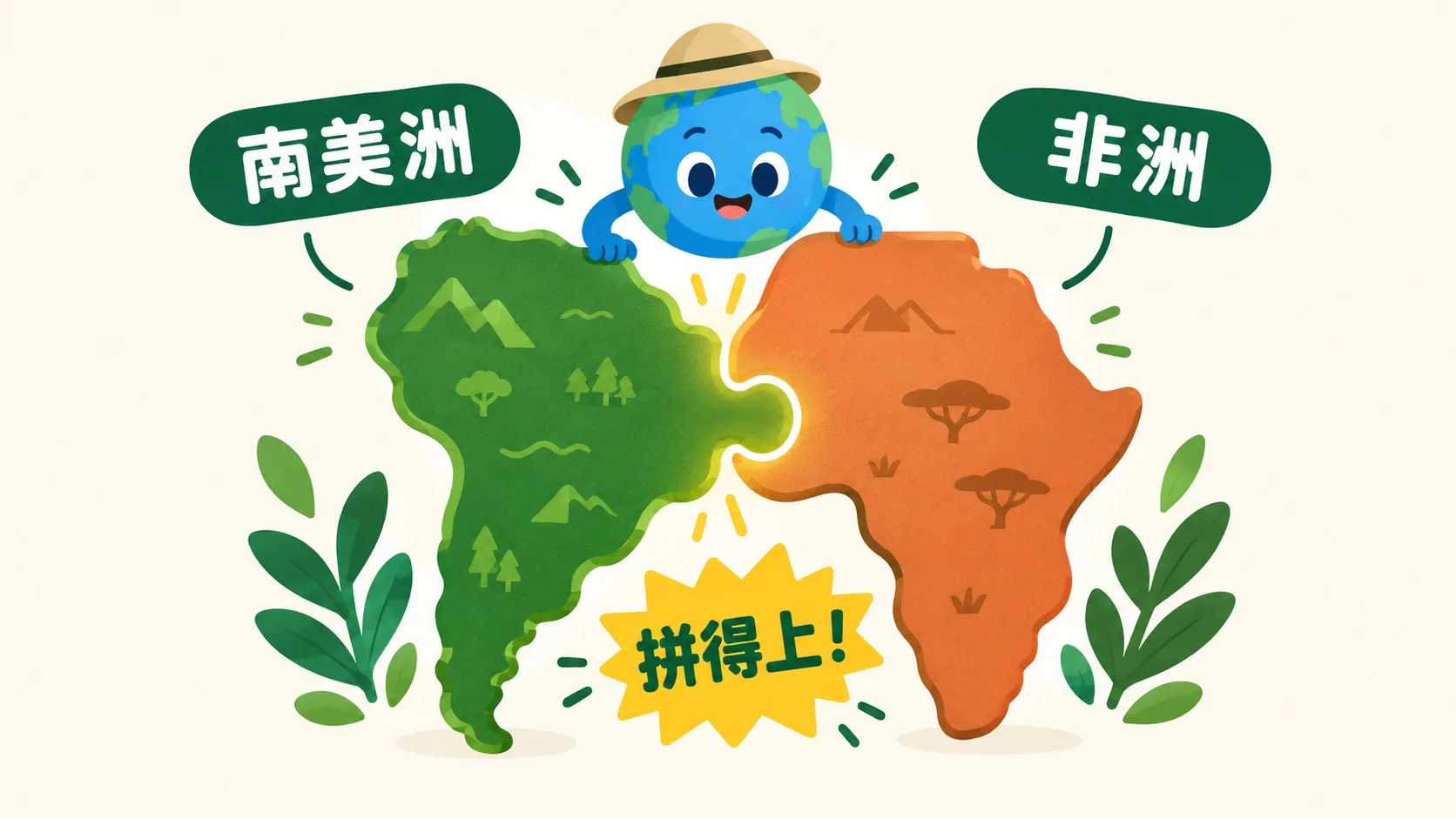 南美洲与非洲海岸线像拼图一样吻合
