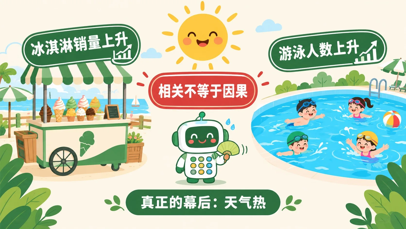 冰淇淋与游泳：真正的幕后是天气