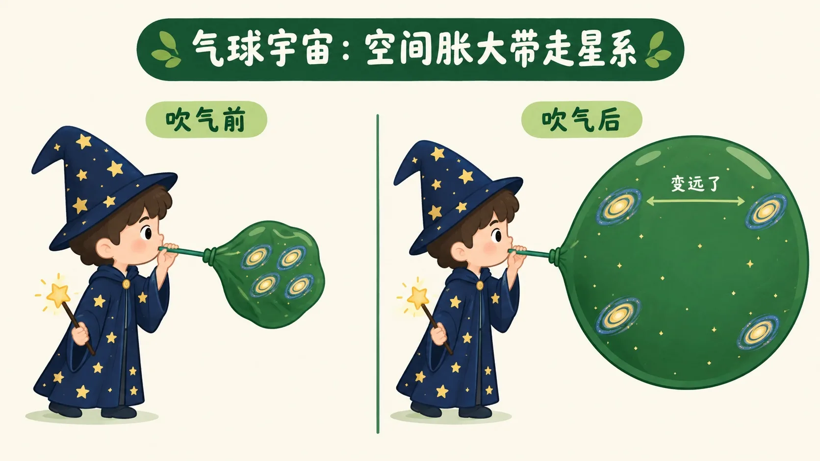 气球宇宙：空间胀大带走星系