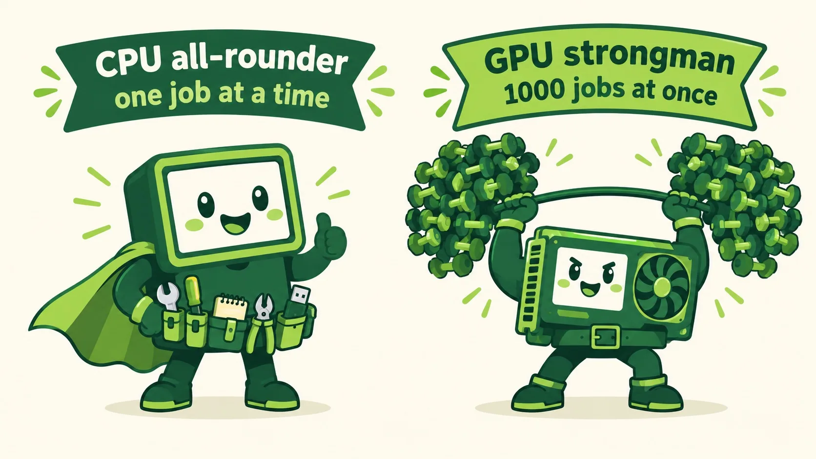 CPU 全能手 vs GPU 大力士