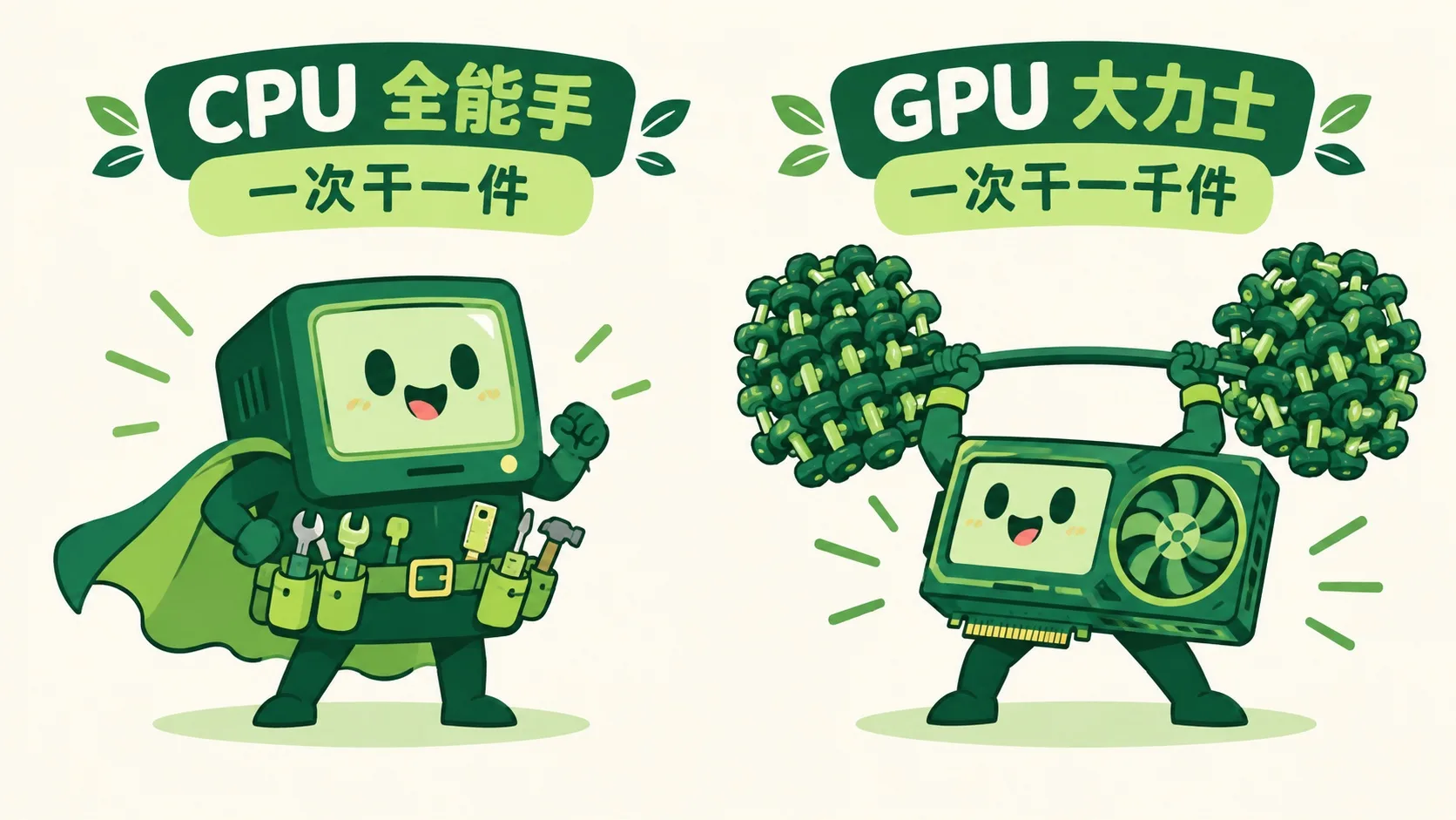 CPU 全能手 vs GPU 大力士