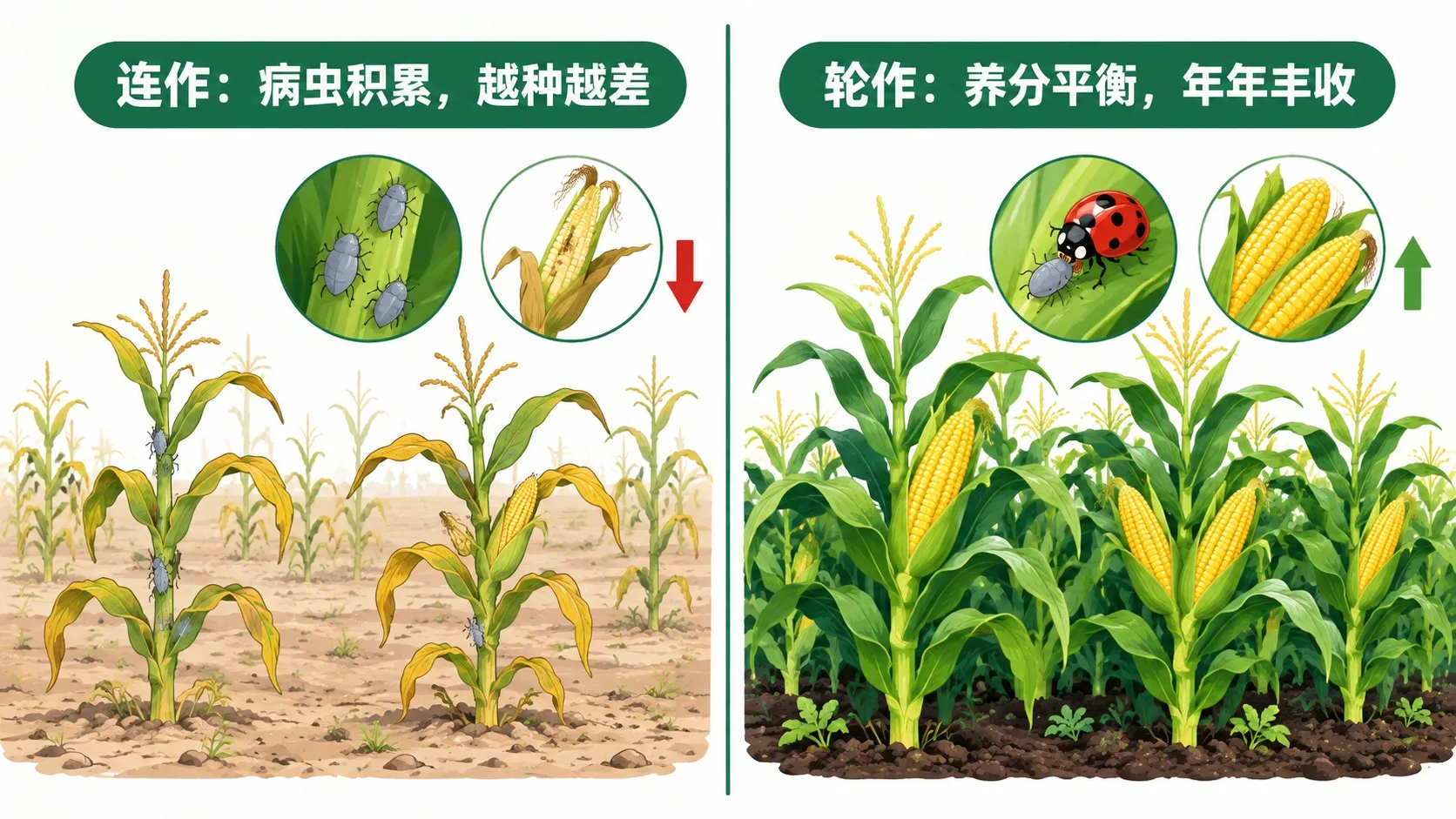 连作减产与轮作丰收对比