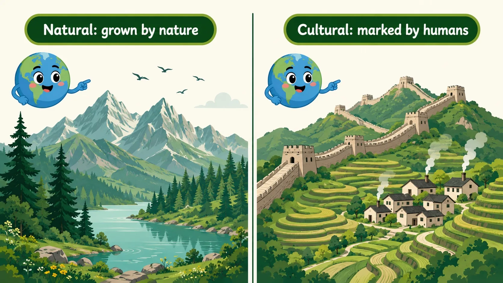 自然景观与文化景观对比