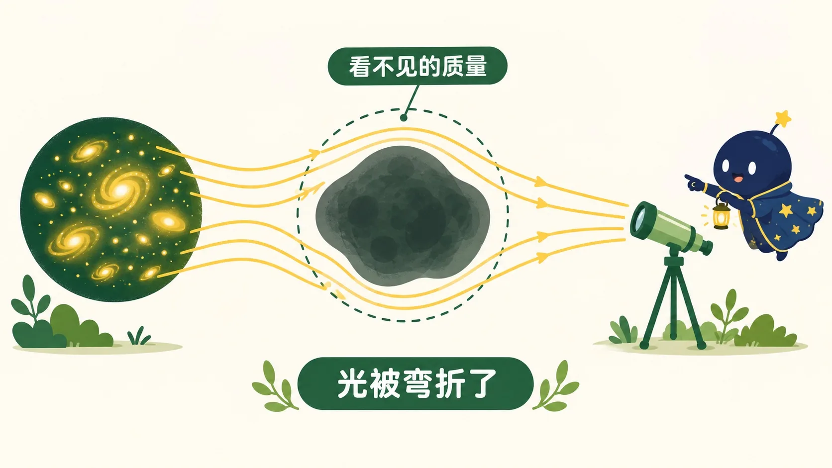引力透镜：看不见的质量弯折了远方星光