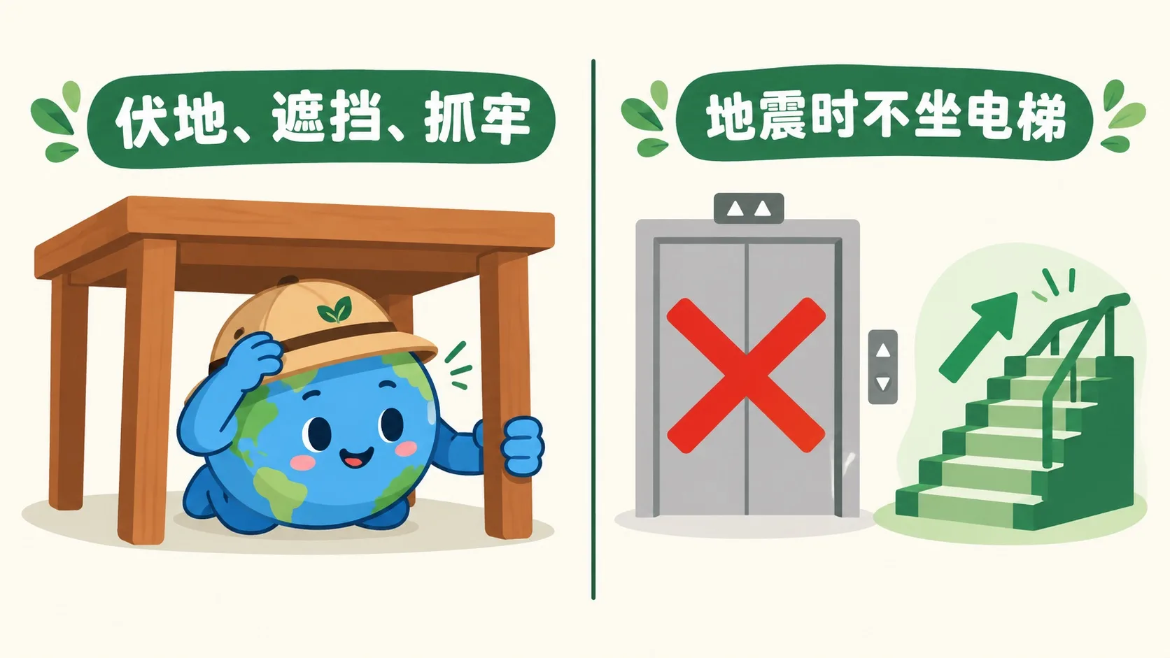 地震避险姿势与不坐电梯