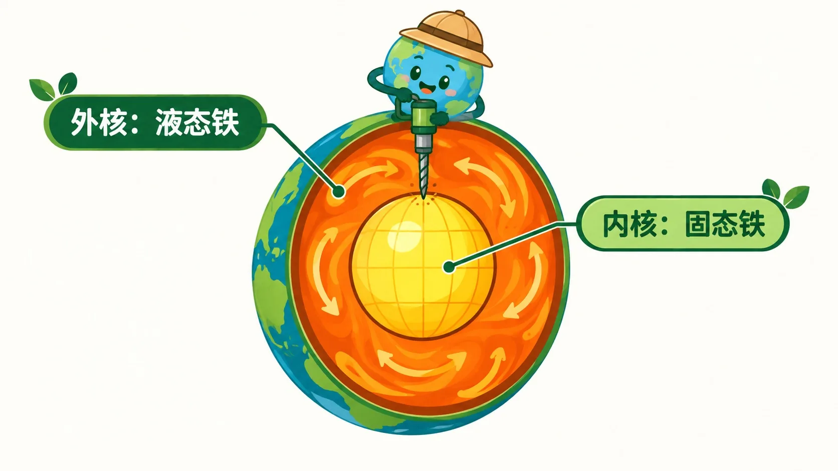 外核液态铁内核固态铁