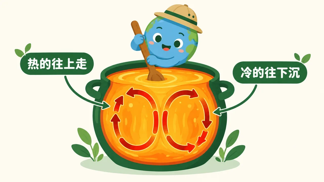 糖浆锅对流：热的上升冷的下沉
