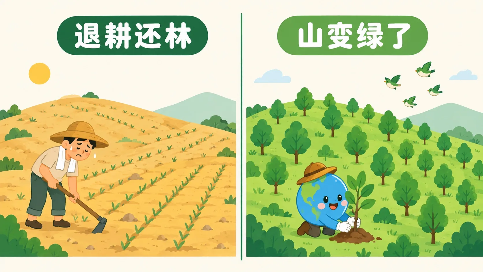 退耕还林：山变绿了