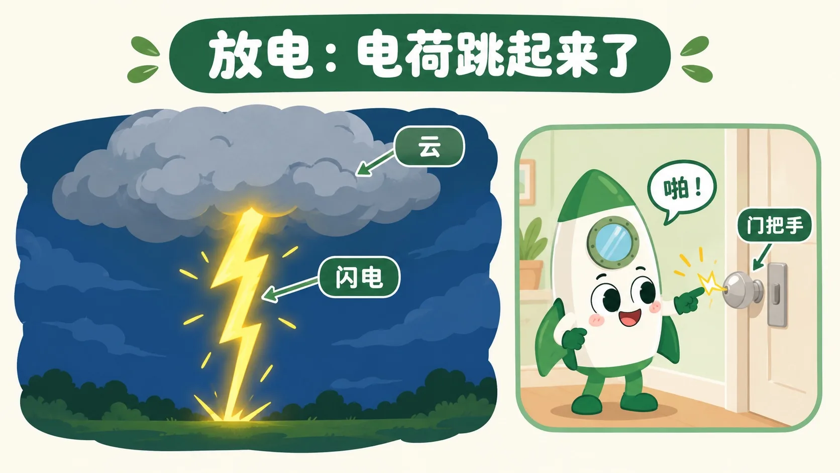 放电：门把手的小火花与闪电