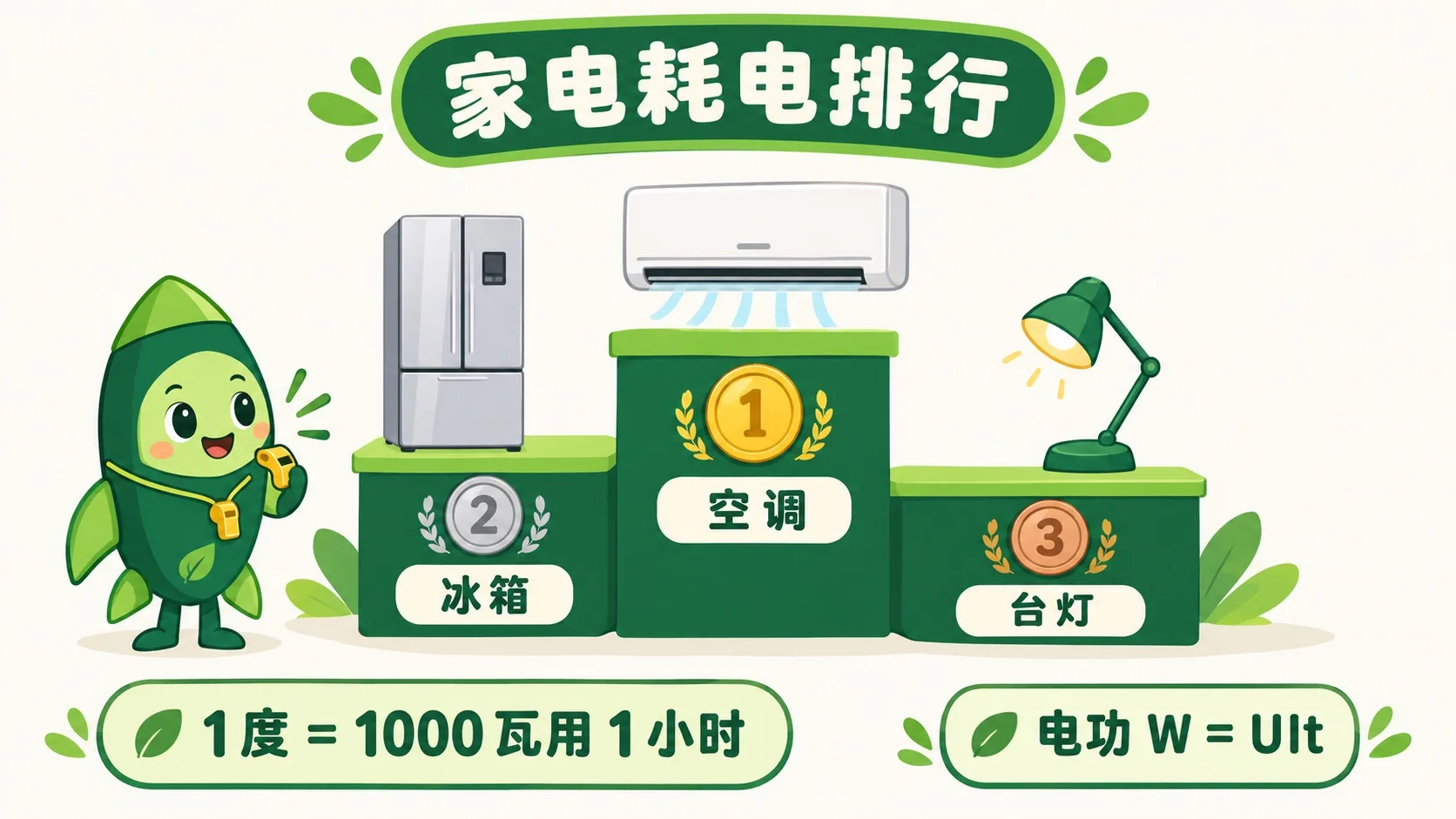 家电耗电排行榜：空调、冰箱、台灯