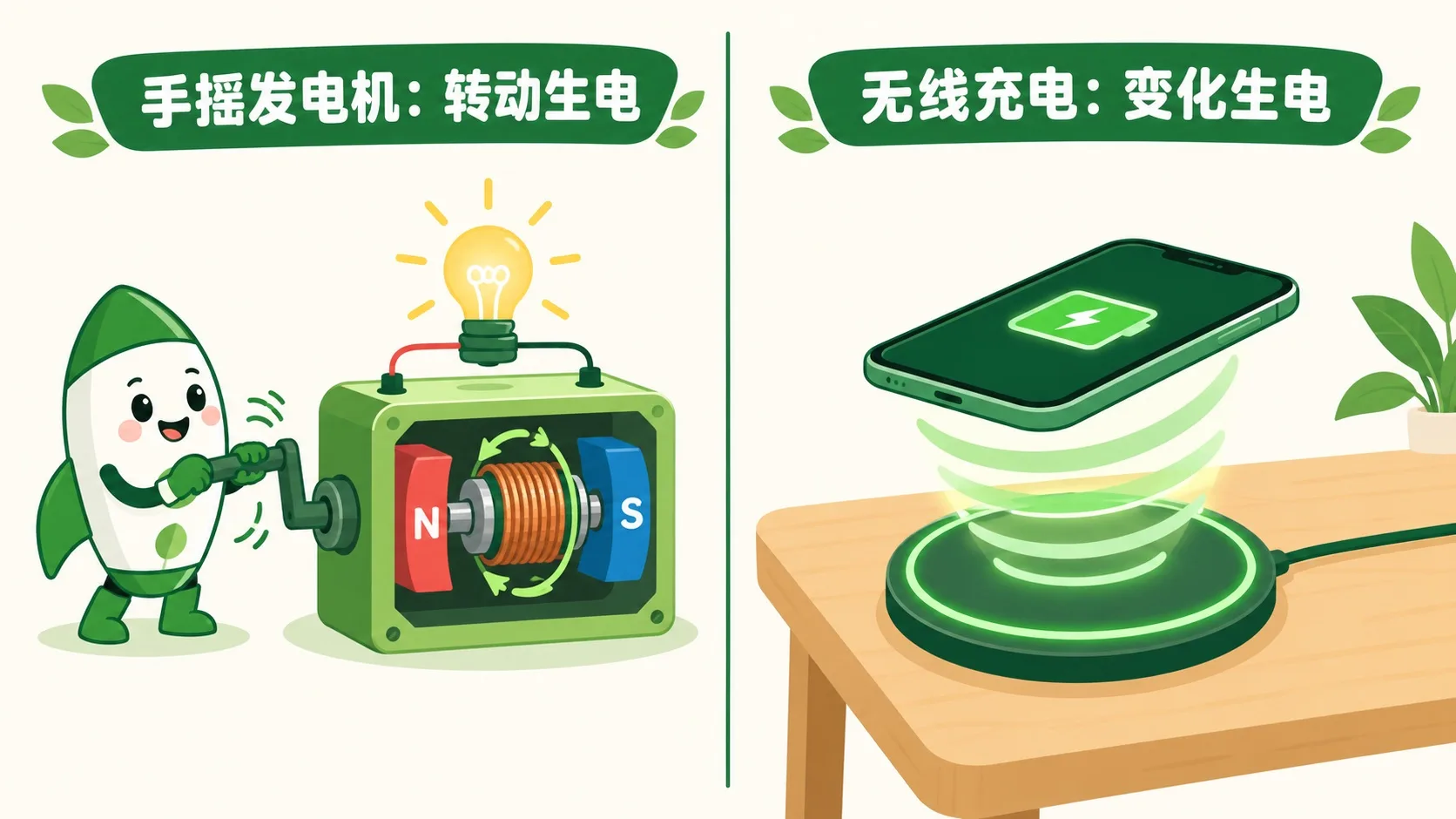 手摇发电机与无线充电：变化生电