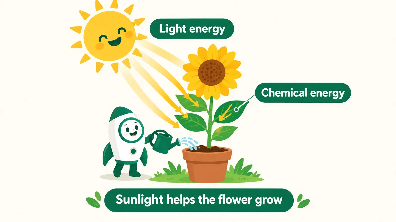 太阳与花：光能 → 化学能