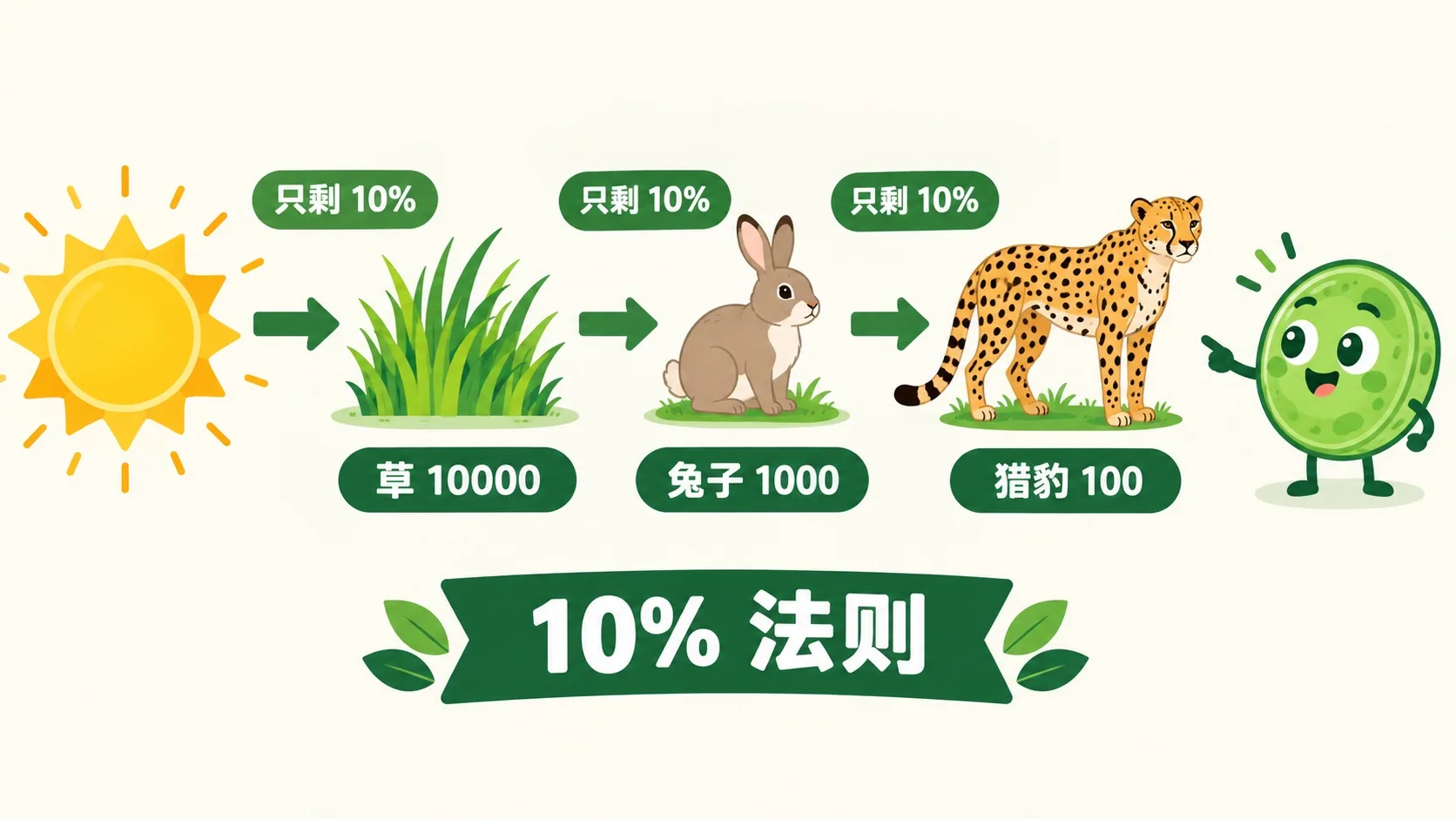 10% 法则：能量每过一级只剩十分之一