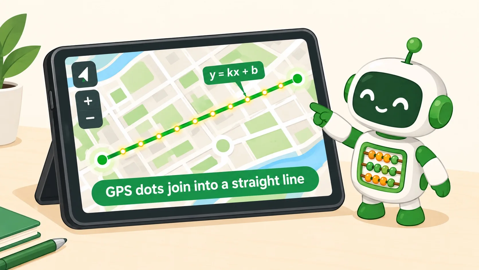 GPS 轨迹点连成一条直线 y = kx + b