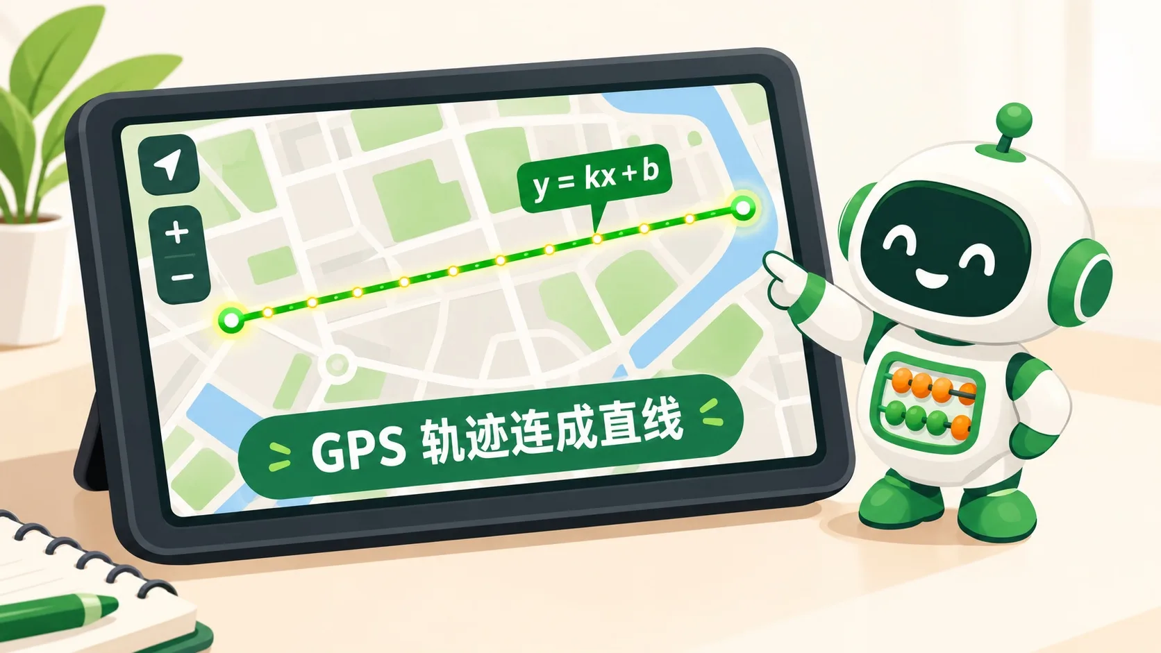 GPS 轨迹点连成一条直线 y = kx + b