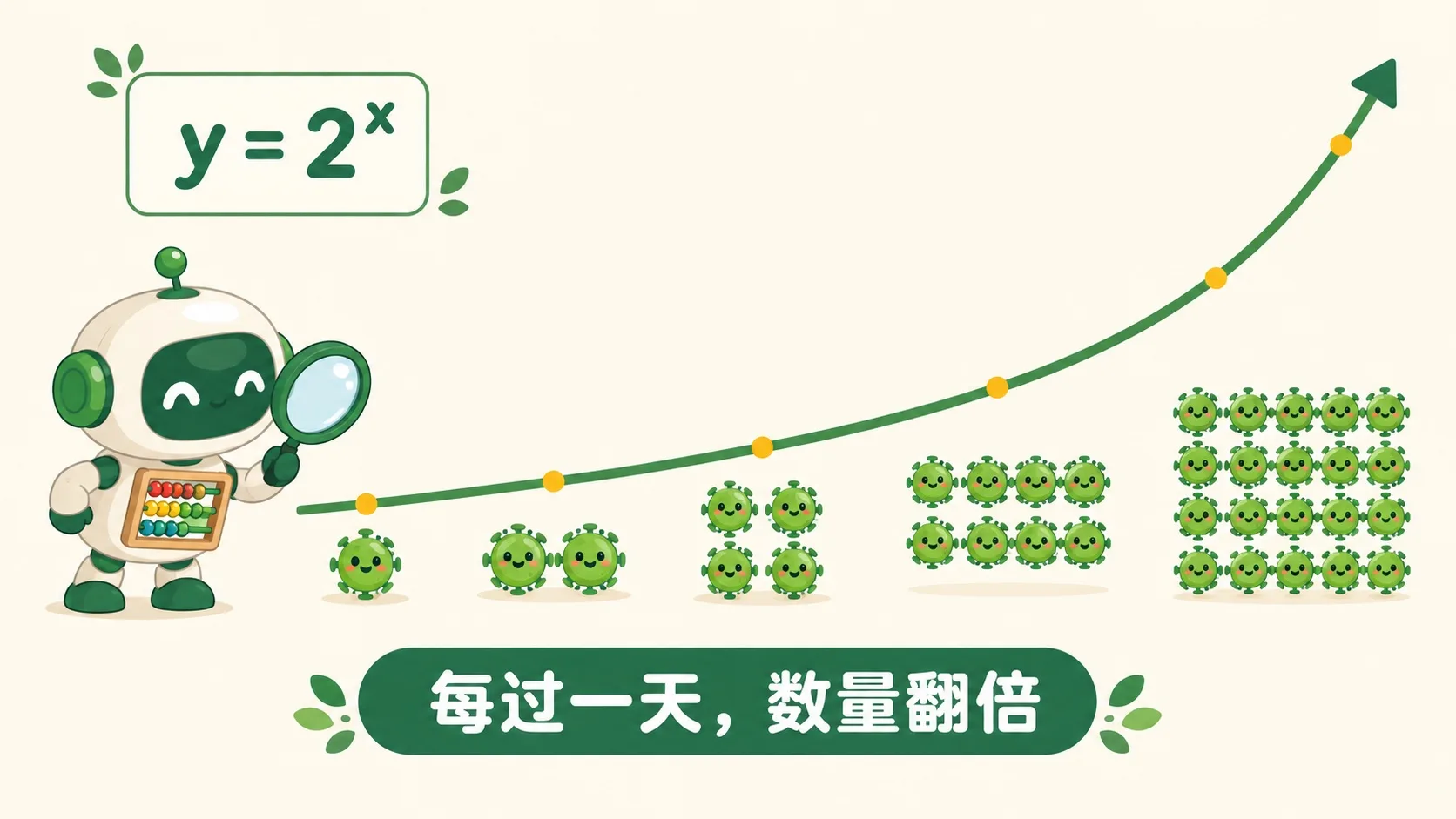 病毒数量翻倍画出指数曲线 y=2ˣ