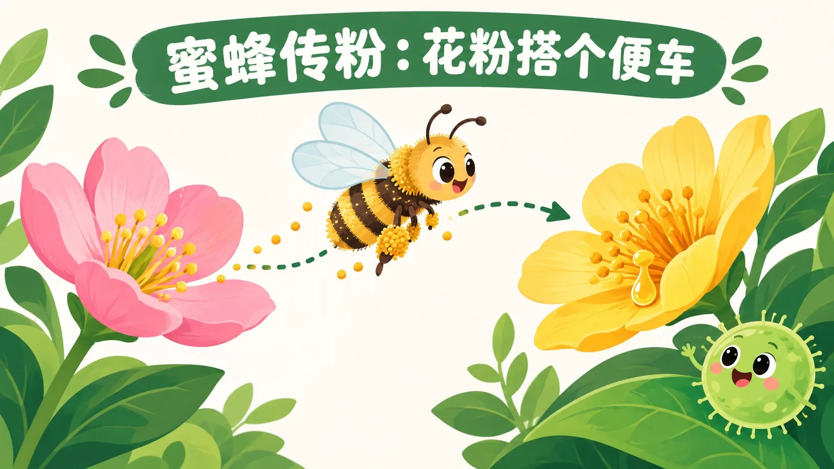 蜜蜂传粉：花粉搭便车从一朵花到另一朵花