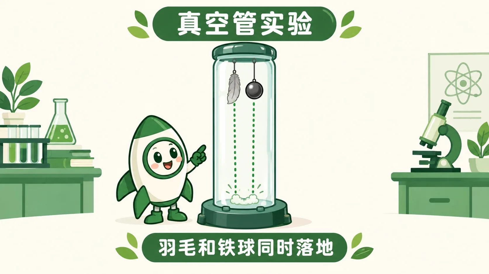 真空管里羽毛和铁球并排下落