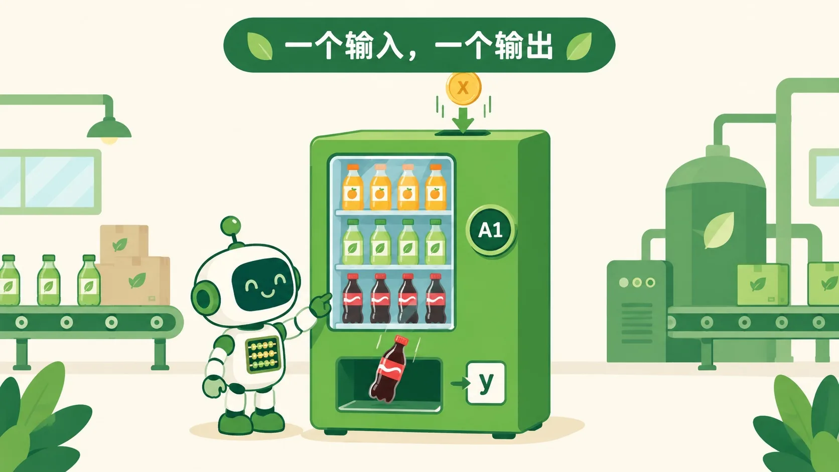 售货机：一个输入，一个输出