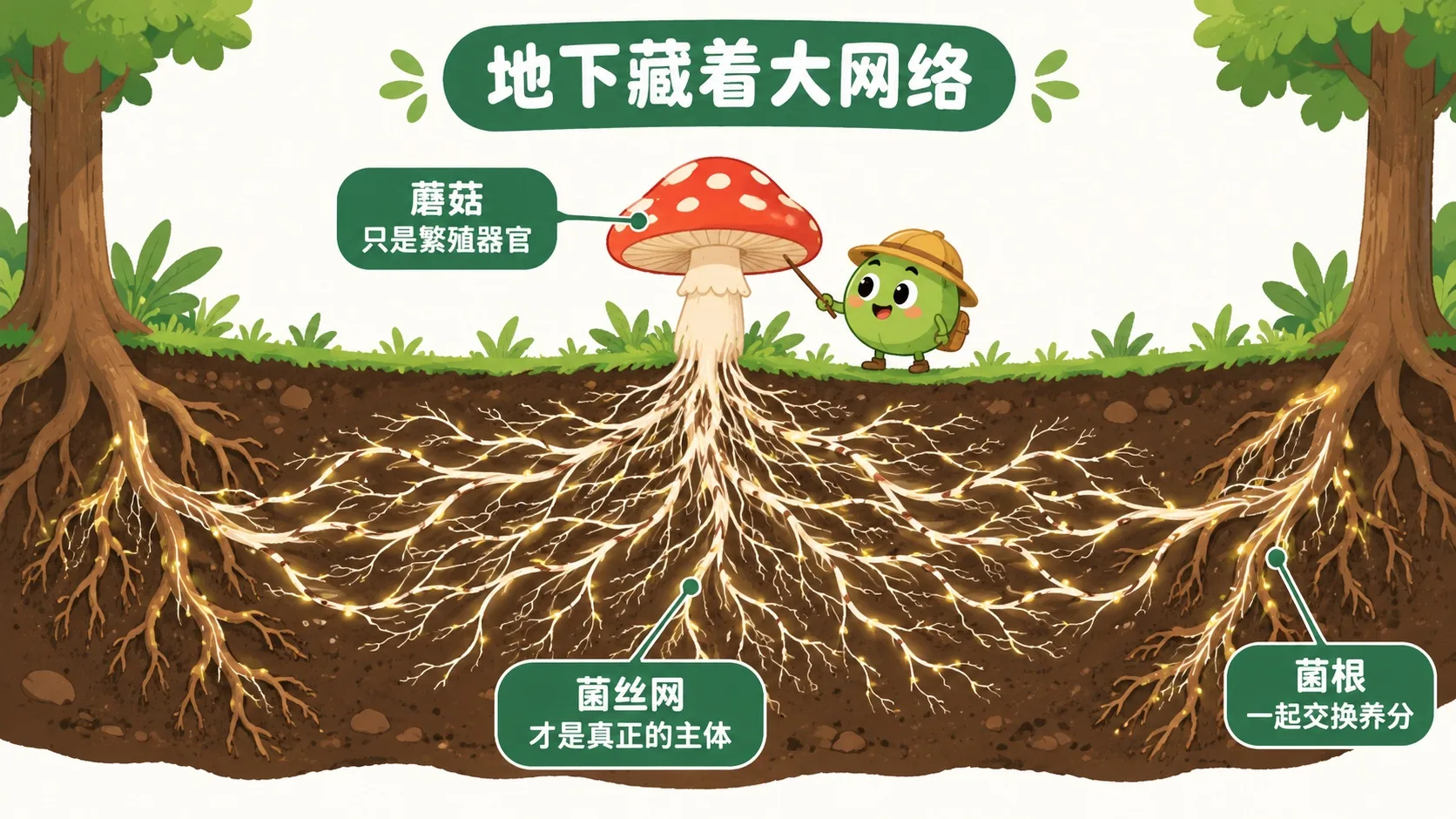 地下菌丝网与地上蘑菇