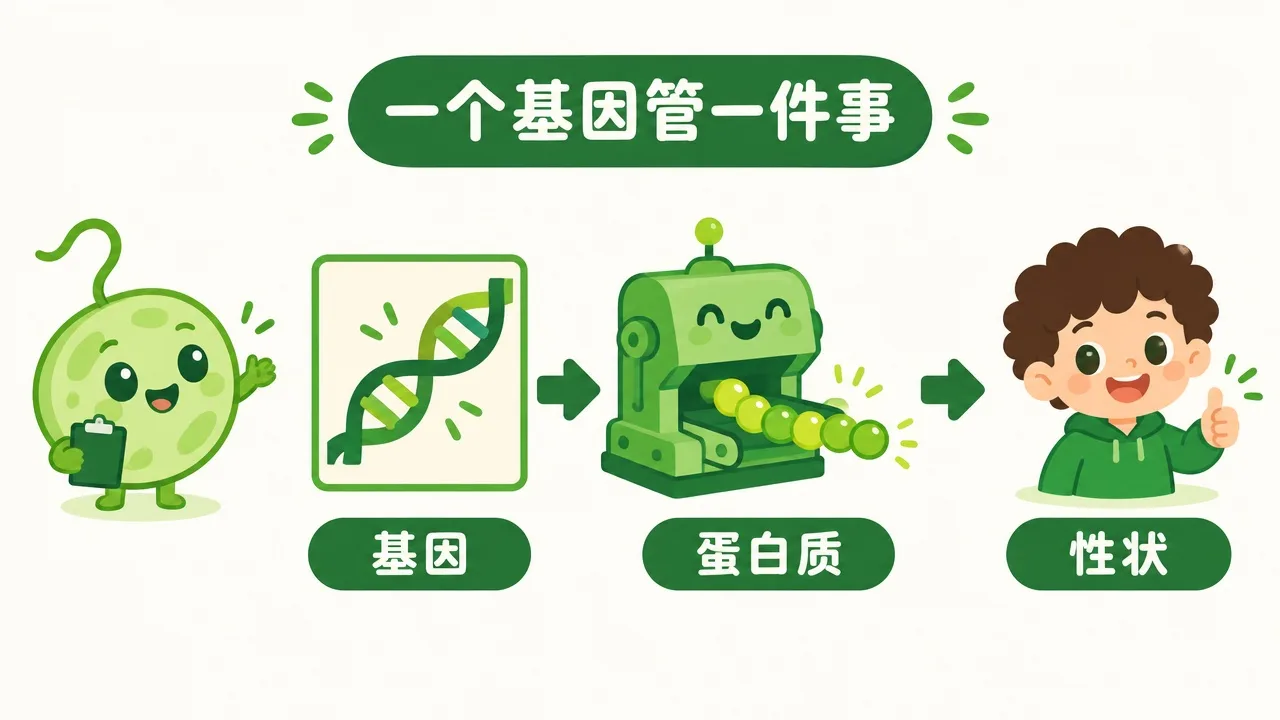 基因到蛋白质到性状的流水线