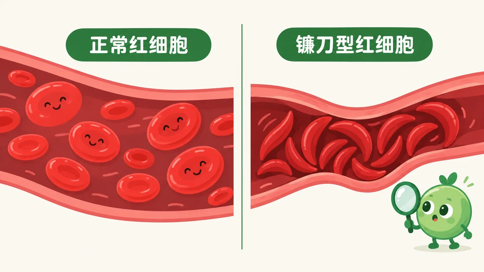 正常红细胞与镰刀型红细胞对比