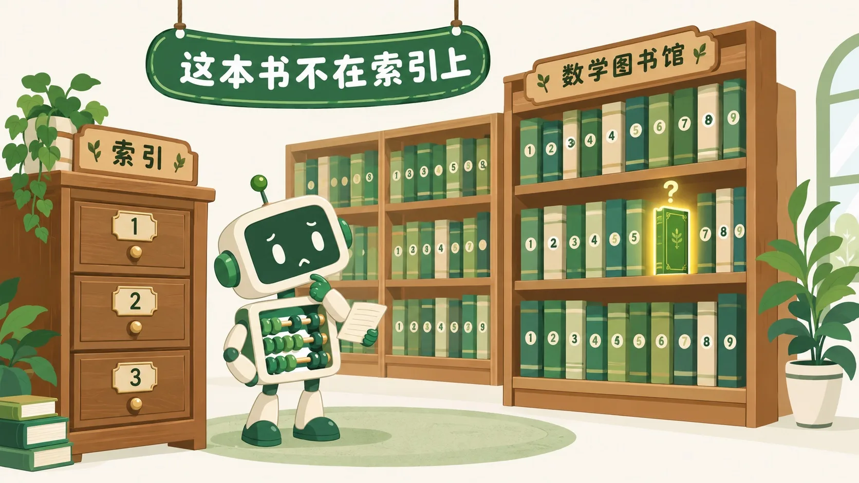 数学图书馆：每本书都有编号，只有一本不在索引上