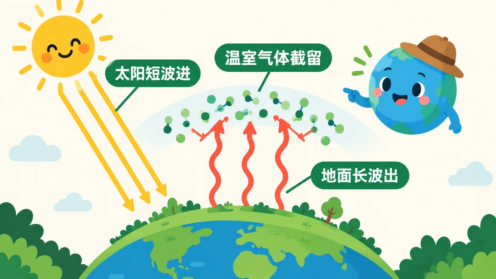 太阳短波进地面长波出示意图