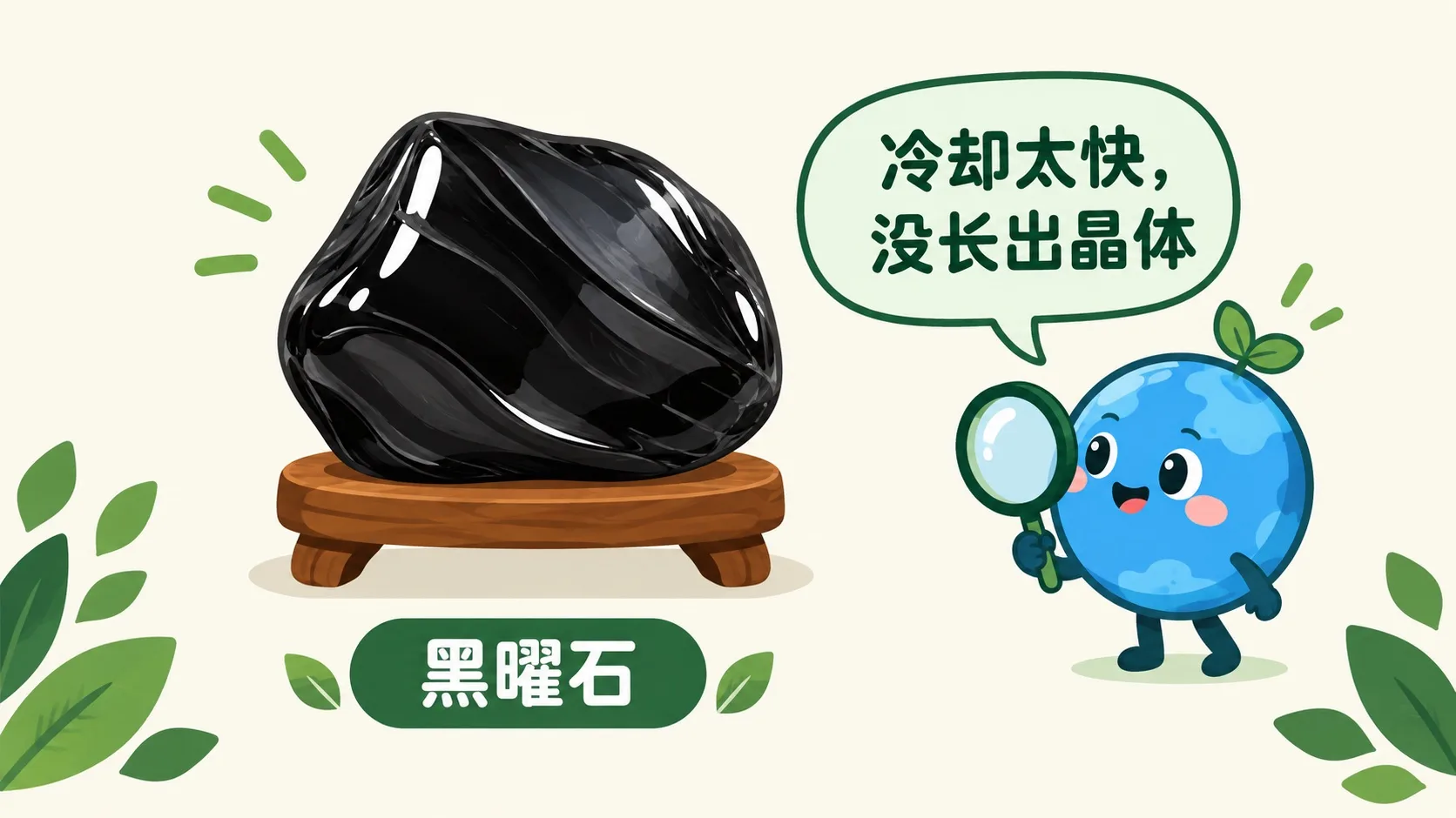 黑曜石：冷却太快没长出晶体