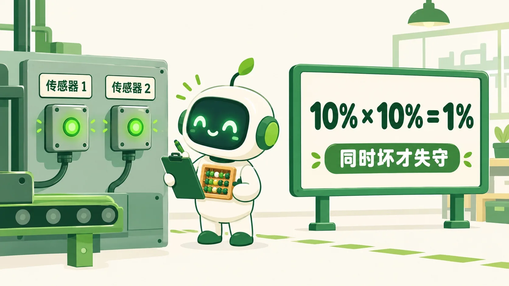 两个独立传感器：同时坏才失守