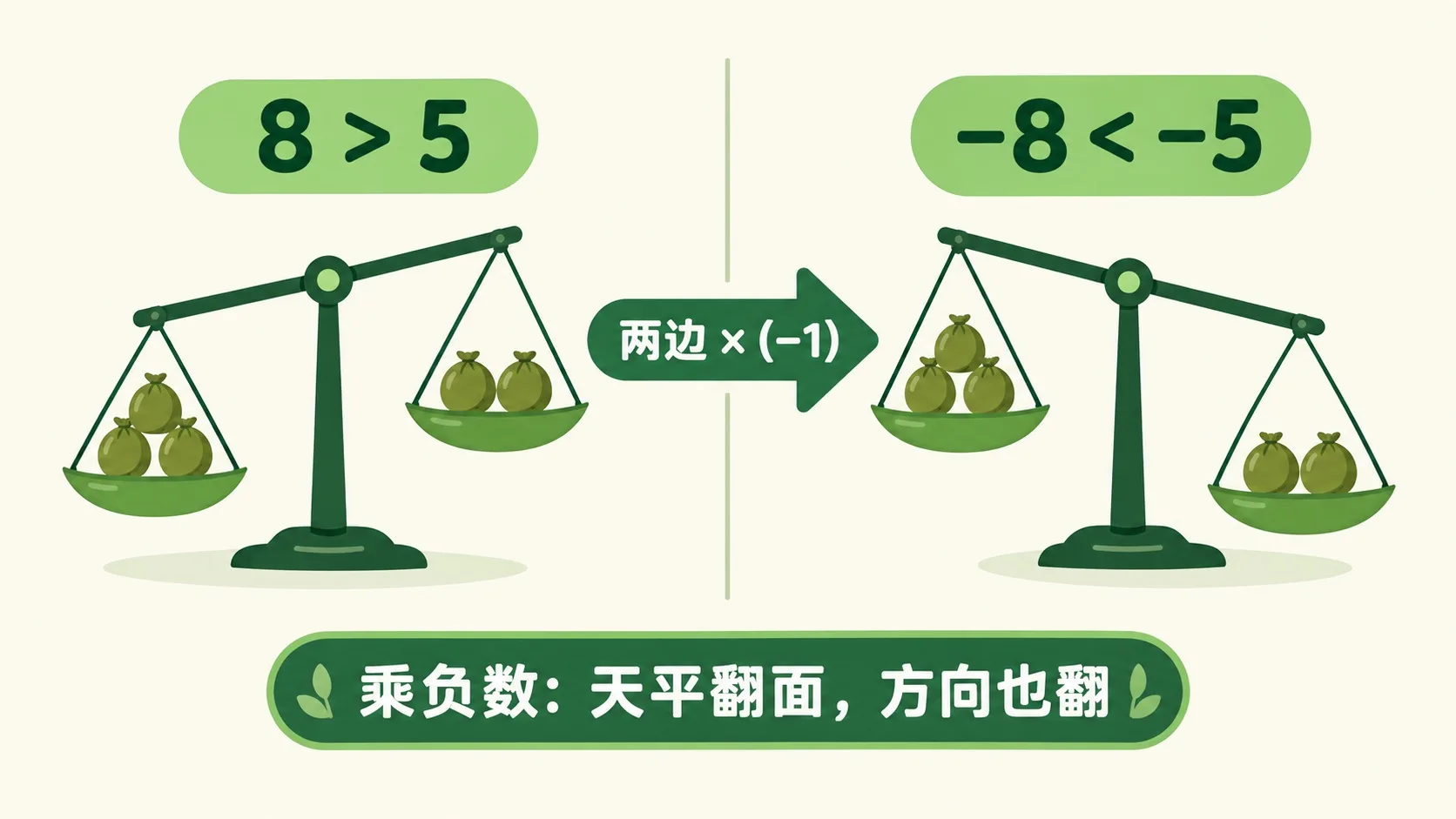 天平倾斜与乘负数变号
