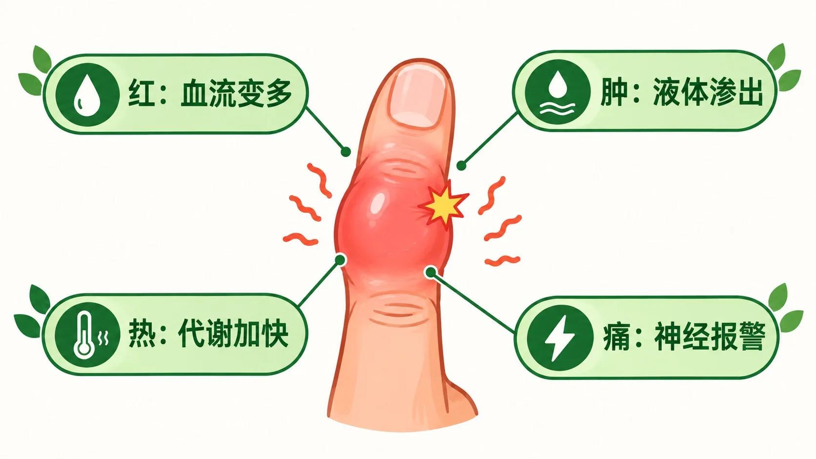 发炎的手指与红肿热痛四个标签